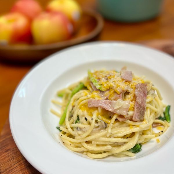 奶油白醬義大利麵 : JingWen Hung一起做