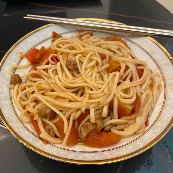 有機薑黃蕃茄肉碎拌意粉 : 廚房燒焦新手一起做