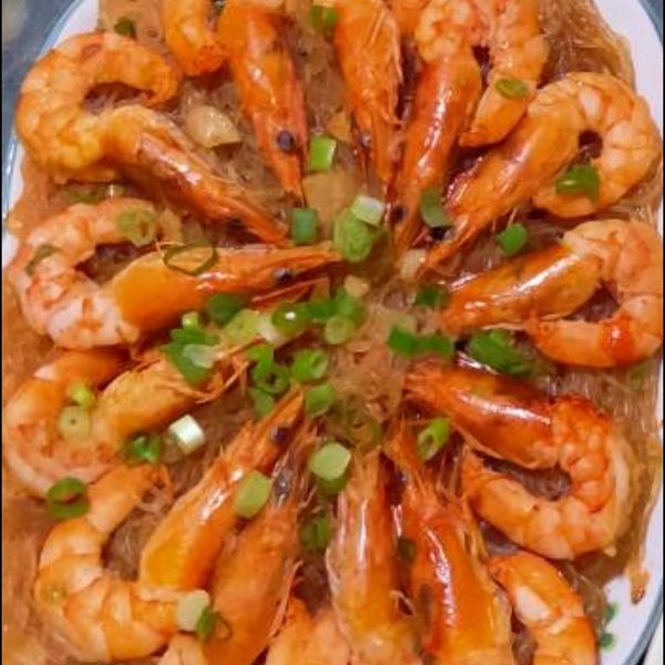 鮮蝦粉絲煲：米 一起做