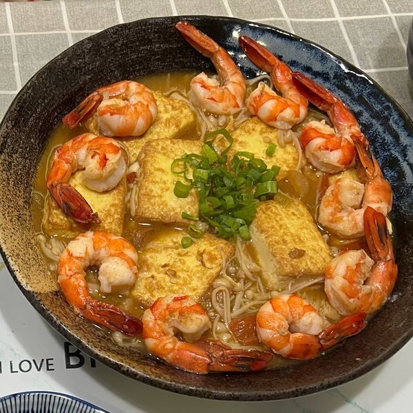 鮮蝦豆腐煲：猴猴食 一起做