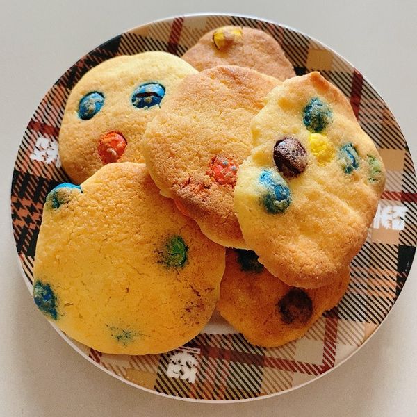 m&m 巧克力豆軟餅乾(家常配方) : 地瓜一起做