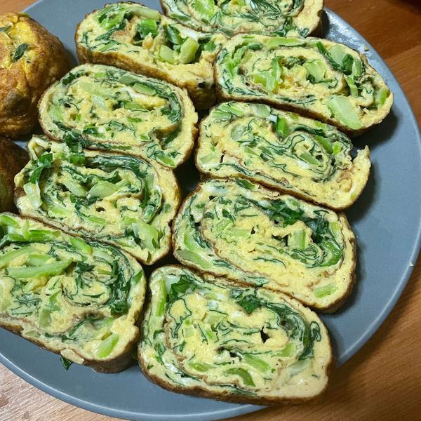 清脆青江菜蛋捲 : Ariel一起做