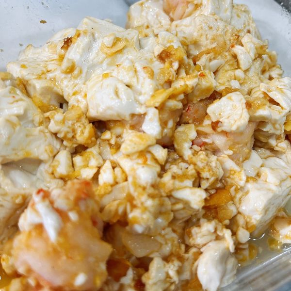 金沙蝦仁豆腐 中華鹽滷豆腐 : Beany 一起做
