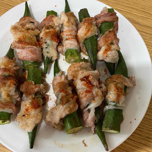 秋葵豬肉捲 : Christine一起做