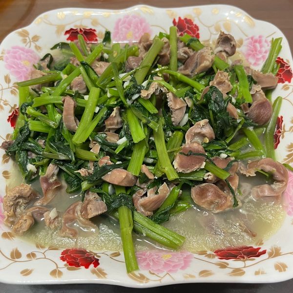 空心菜炒雞胗 : 雷雷一起做