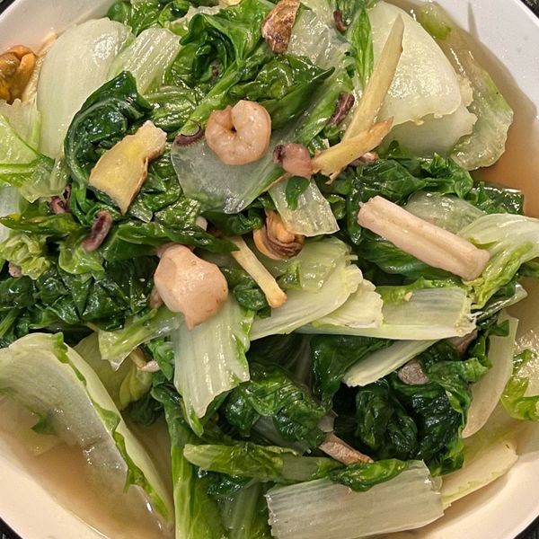 薑絲炒小白菜：Steve 一起做