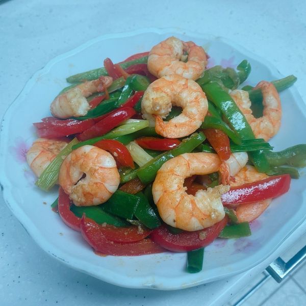 彩椒蝦仁 : 藍莓一起做
