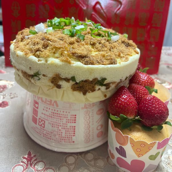 肉鬆蔥花鹹蛋糕~電鍋免烤：李惠玉 一起做