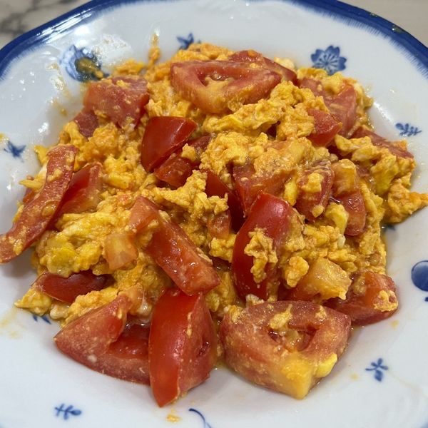 蕃茄炒蛋：袋子 一起做