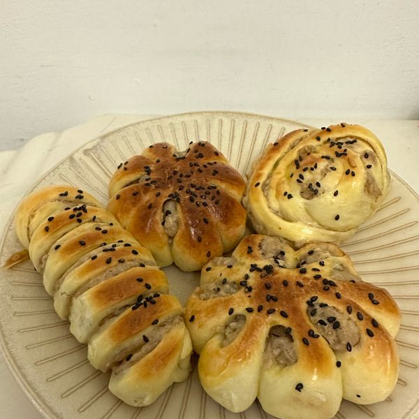 芋泥肉鬆麵包 : Kaya一起做