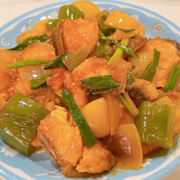 免炸糖醋魚片：烤肉 一起做