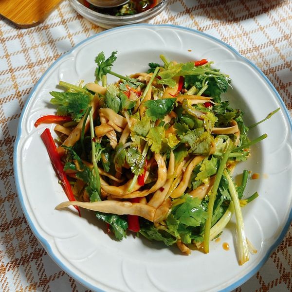 老虎菜(涼拌香菜小黃瓜辣椒蔥)：布琳廚房札記 一起做