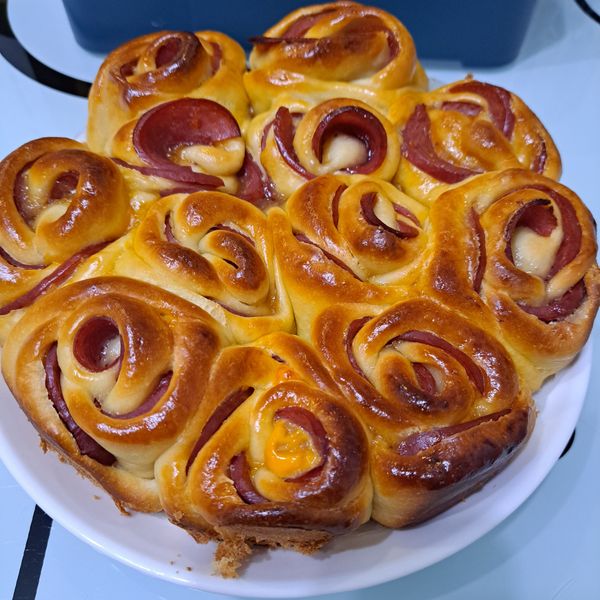 免揉火腿玫瑰花麵包【博客原味條狀火腿】:Yi-chun Tsai 一起做