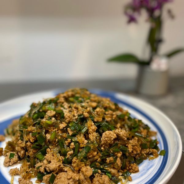 超下飯的韭菜炒肉末 : Angel一起做