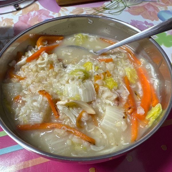 吻仔魚蔬菜粥 : 陳姵靜一起做