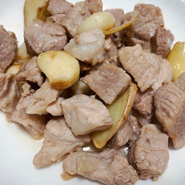香蒜炒豬肉丁 : 阿寬一起做