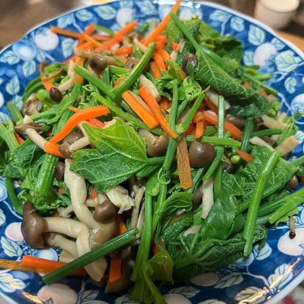 龍鬚菜炒鮮菇 : bubu一起做