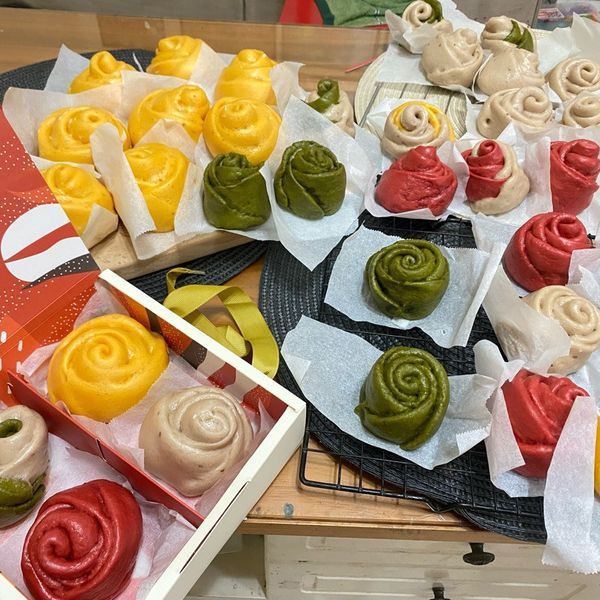 白色情人玫瑰小饅頭 : 米寶/米霏馬麻一起做