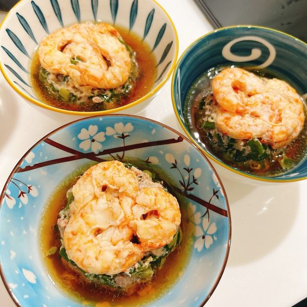 鮮蝦蒸肉餅~簡易電鍋料理 : Singing一起做