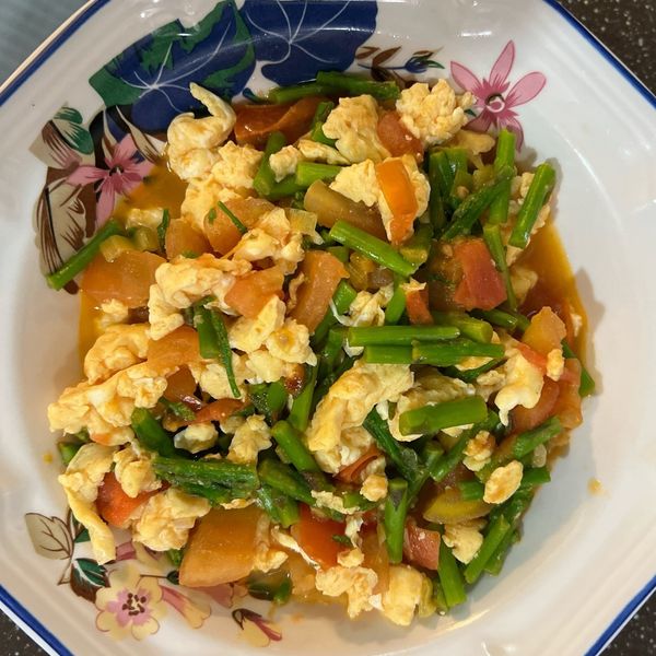 蘆筍番茄炒蛋 : bubu一起做