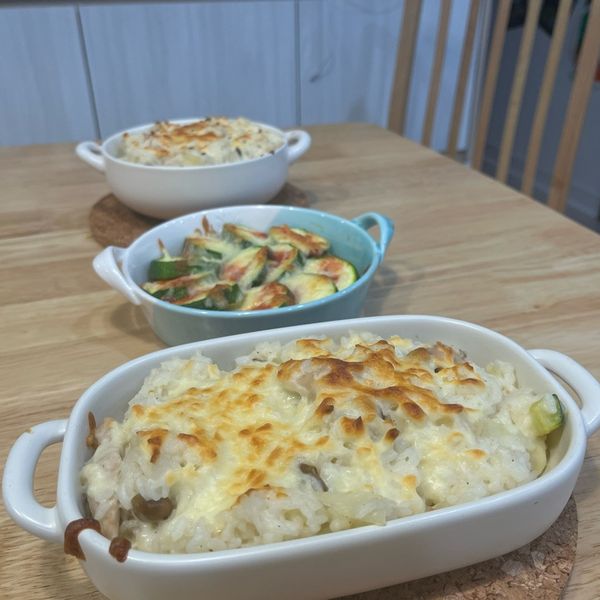 自製白醬德式香腸燉飯 : momo一起做