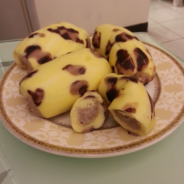 自製(豹紋)東京香蕉蛋糕 ♥巧克力香蕉卡士達餡♥ : Chichi Shen一起做