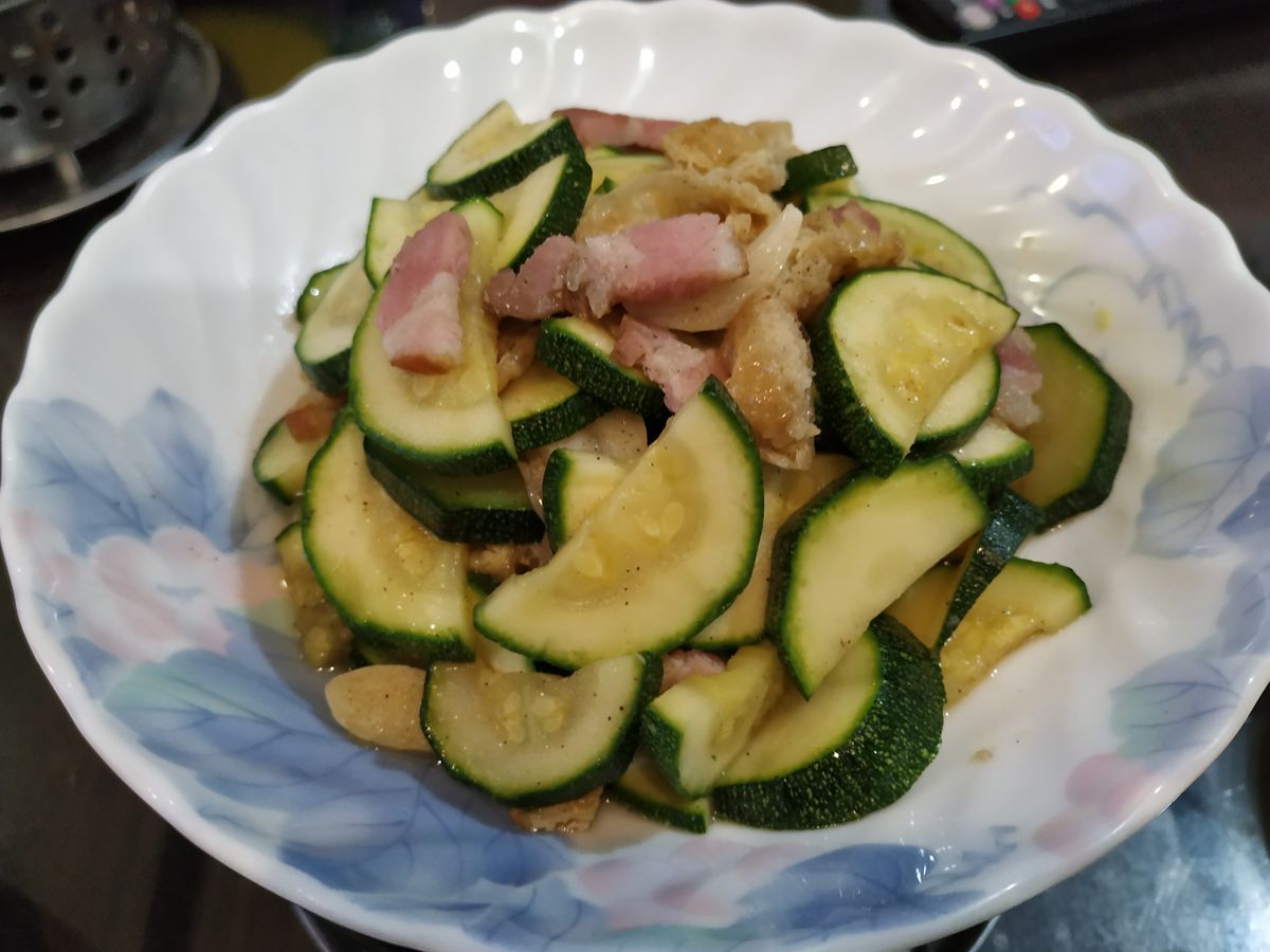 培根豆包炒櫛瓜