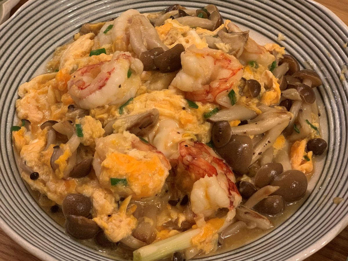 滑蛋蝦仁鴻喜菇