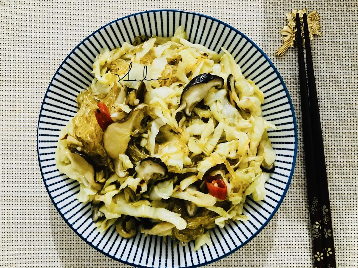 高麗菜炒冬粉/素/10分鐘/家常菜