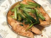 蔥燒鮭魚