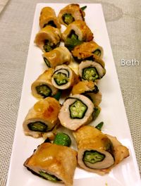 味增雞肉秋葵卷