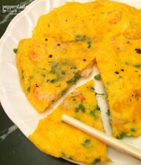 夜香花蝦仁煎蛋餅