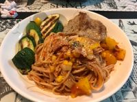 櫛瓜松阪紅醬義大利麵