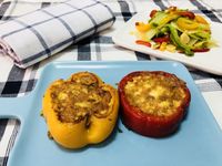 青椒甜椒雞腿排烘蛋🍳
［無油生酮可食］