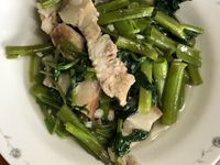 家常菜，空心菜炒豬肉