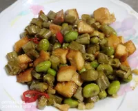 酸豇豆炒毛豆、豆乾丁 ~簡單隨手做