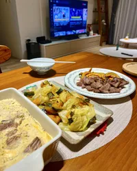 1hr氣炸牛排+微波爐蒸蛋+南瓜高麗菜