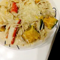 濃豆乳燉菜。素食料理