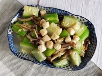 絲瓜菇菇炒小干貝