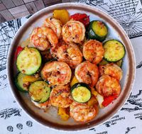 蒜香奶油櫛瓜蝦仁