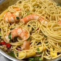 香菜清炒鮮蝦義大利麵