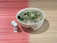 零廚藝系列：皮蛋蔬菜牛肉粥