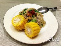 蘑菇櫻花蝦燉飯佐鵝油烤玉米