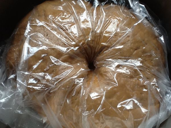 5.靜置夏天約30分鐘，冬天約60分鍾，（至麵糰原來的2倍大，麵糰以食指往下壓不會彈回）。