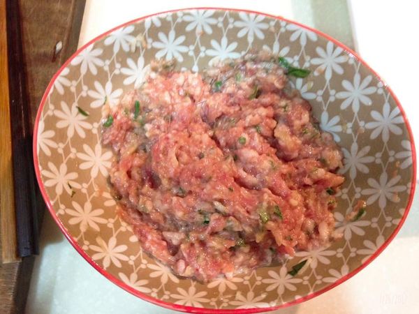 其實做香料肉丸的香料我都放得很隨性，看到什麼就加什麼，上面列的是我這次加的，不一定要跟我加的一樣，只是我沒有加鹽巴跟醬油（因為要沾醬）。加進去全部攪拌均勻後，可以冰冰箱20-30分鐘讓肉變硬，這樣比較好捏成圓形