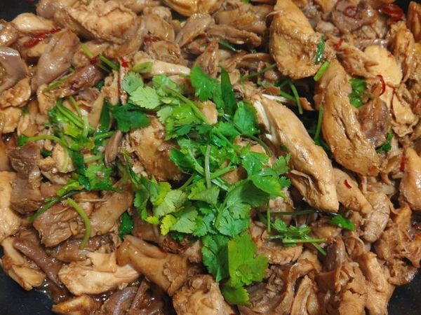 因為手邊沒有九層塔，所以用香菜替代