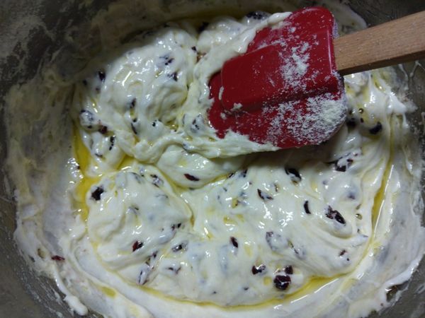 加入蔓越莓乾攪拌均勻