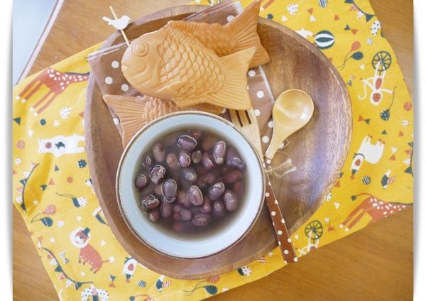 今日寶寶套餐:鯛魚燒+紅豆湯