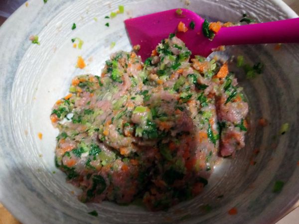 將所有材料放入一個大碗，加入少許油和生粉混合