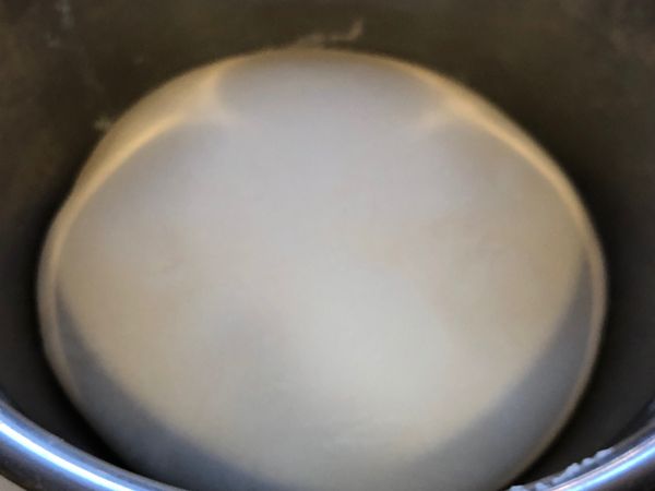 拿出輕拍平，翻面滾圓，再度發酵 60 分鐘至 2倍大。
基發很重要，至少要到 2 倍大，筋拉得夠開，整型後才會發得漂亮。